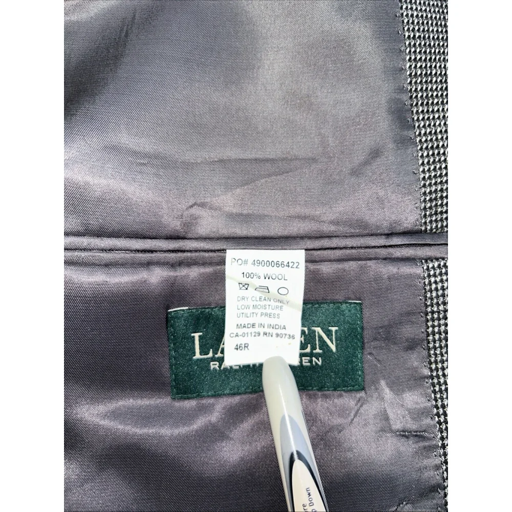Lauren Ralph Lauren 46 R Charcoal Wool Two Button Jacket Vented FLAWED
